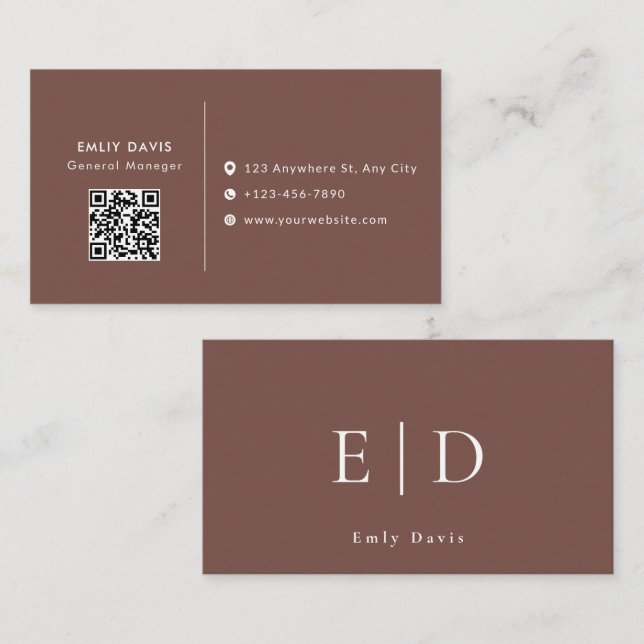Modern Elegant Minimalist QR Code Business Card Visitenkarte (Vorne/Hinten)