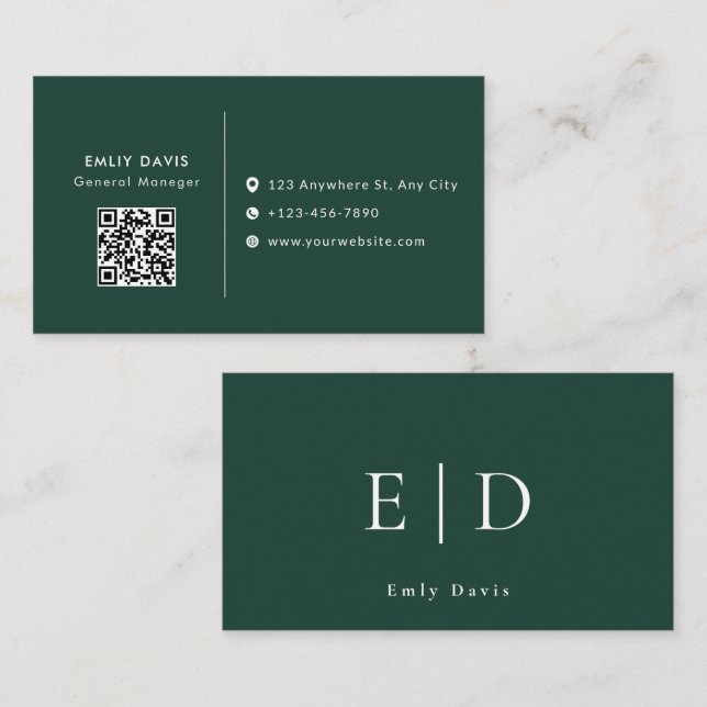 Modern Elegant Minimalist QR Code Business Card Visitenkarte (Vorne/Hinten)