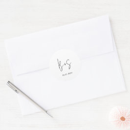 Modern Elegant Monogram Wedding Runder Aufkleber