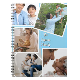 Modern elegant multi photo family stylish Blue Notizblock
