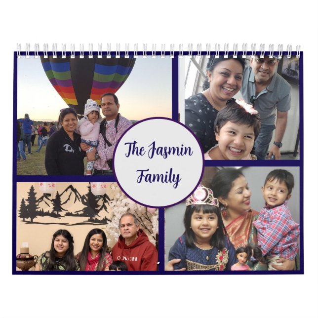 Modern elegant multi photo family stylish  kalender (Titelbild)