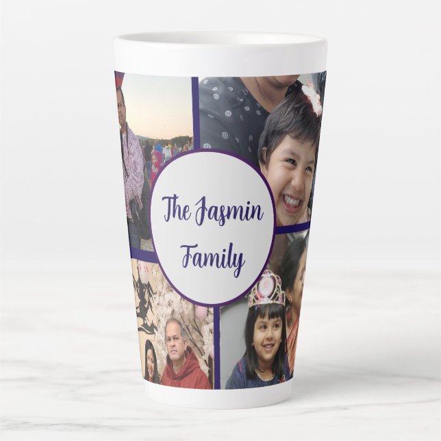 Modern elegant multi photo family stylish  milchtasse (Vorderseite)