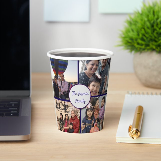 Modern elegant multi photo family stylish  pappbecher (InSitu)