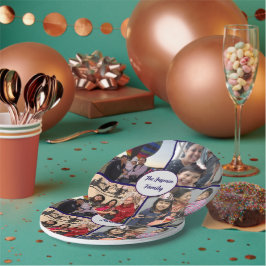 Modern elegant multi photo family stylish pappteller