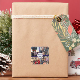 Modern elegant multi photo family stylish quadratischer aufkleber