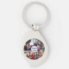 Modern elegant multi photo family stylish schlüsselanhänger