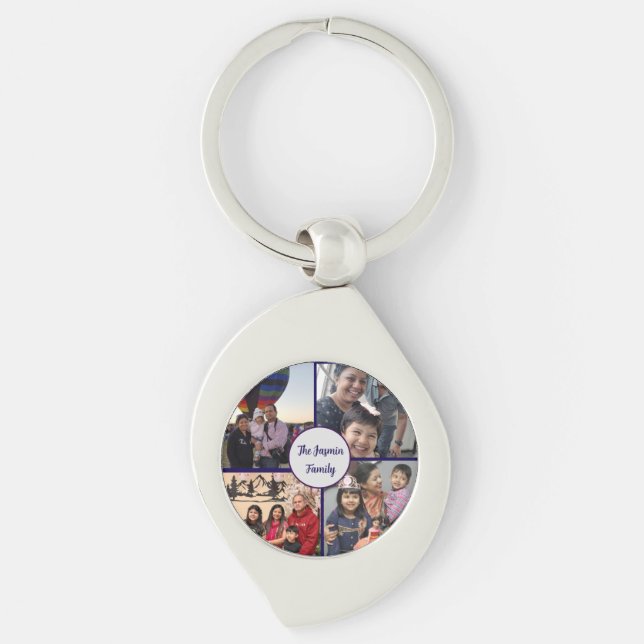 Modern elegant multi photo family stylish  schlüsselanhänger (Vorderseite)