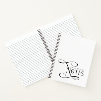 Modern Elegant Notes Personalized Black White  Notizbuch