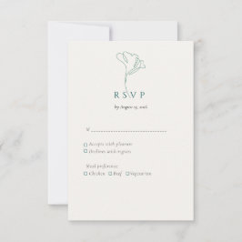 Modern Elegant Outlined Botanical Emerald RSVP Karte