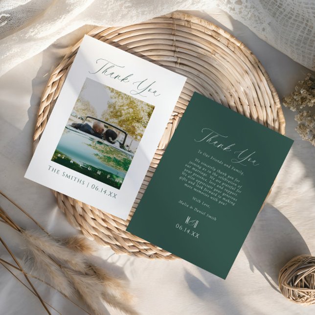 Modern Elegant Photo Monogram Wedding Dankeskarte (Von Creator hochgeladen)