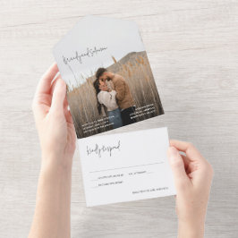 Modern Elegant Photo Wedding All In One Einladung