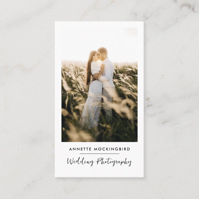 Modern Elegant  Photo Wedding Photography Script Visitenkarte (Vorderseite)
