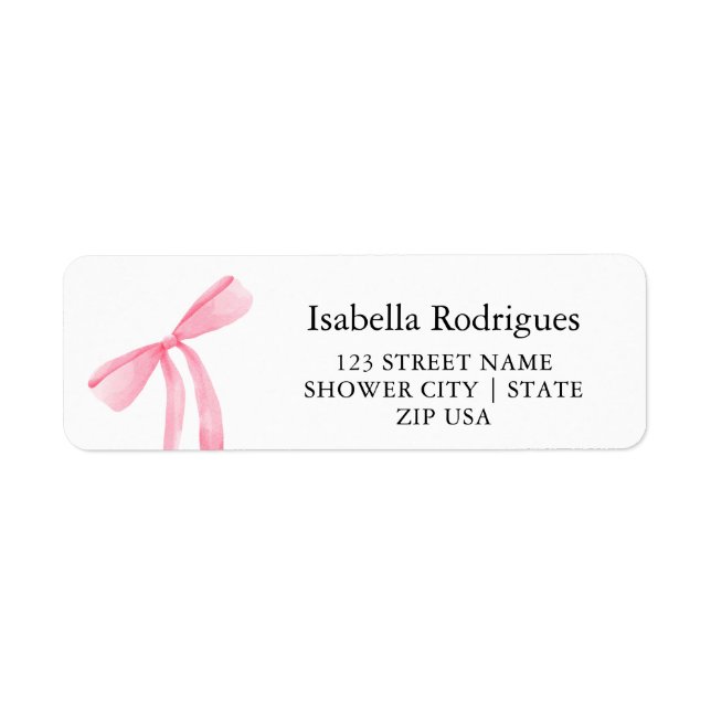 Modern Elegant Pink Bow Return Address (Vorne)