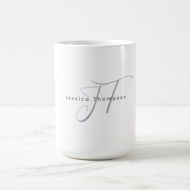 Modern Elegant Plain Professional Name Monogram Kaffeetasse (Mittel)