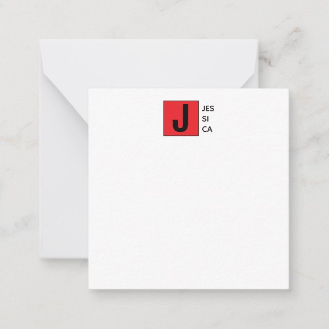 Modern Elegant Plain Professional Name Monogram Mitteilungskarte (Vorderseite)