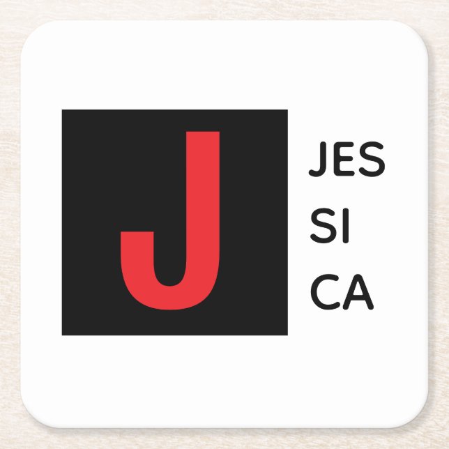 Modern Elegant Plain Professional Name Monogram Rechteckiger Pappuntersetzer (Vorderseite)