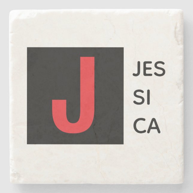 Modern Elegant Plain Professional Name Monogram Steinuntersetzer (Vorderseite)