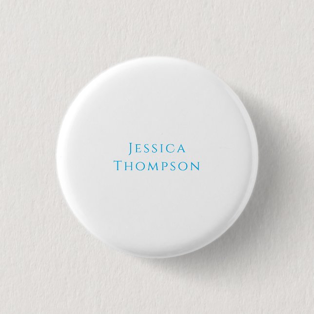 Modern Elegant Plain Simple Professional Name Button (Vorderseite)
