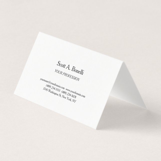 Modern Elegant Plain Simple White Special Visitenkarten (Vorderseite)