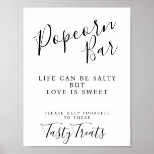 Modern Elegant Popcorn Bar wedding sign Poster