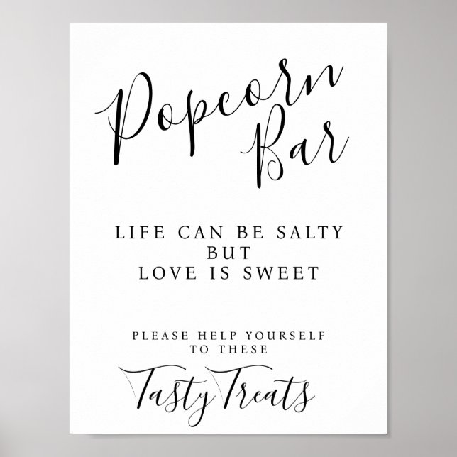 Modern Elegant Popcorn Bar wedding sign Poster (Vorne)