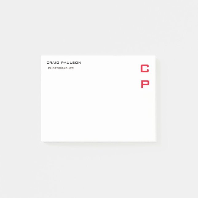Modern Elegant Professional Simple Red White Post-it Klebezettel (Vorderseite)