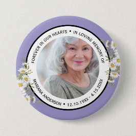 Modern Elegant Purple Floral In Loving Memory of Button