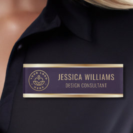 Modern Elegant Purple Gold Business Logo Namenschild