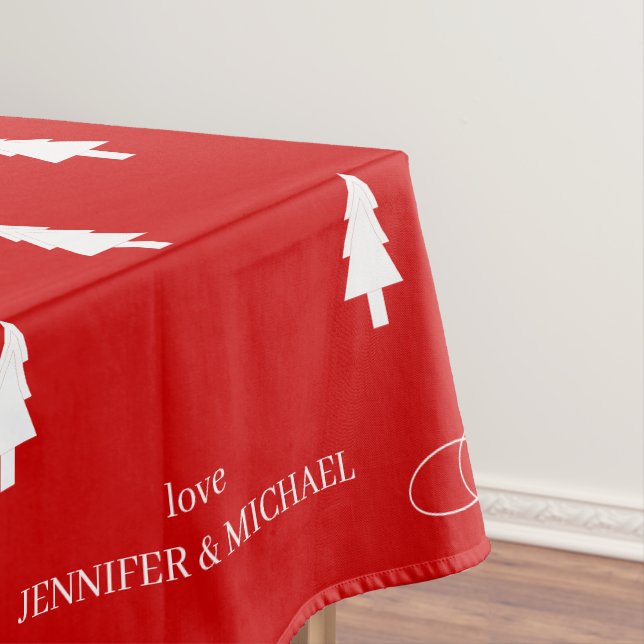Modern elegant red pine tree Joy Christmas Tischdecke (Beispiel)