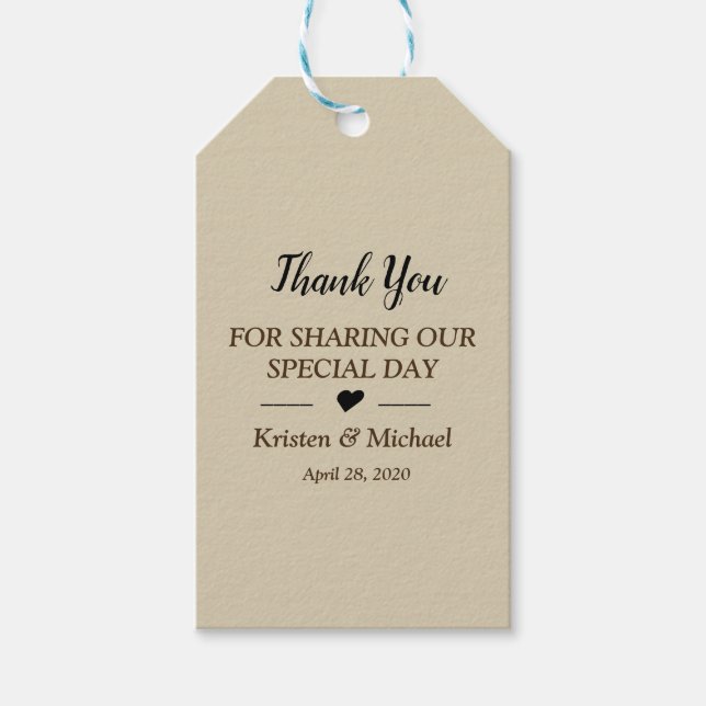 modern elegant romantisch goldfarben Danke, Gesche Geschenkanhänger (Vorderseite)