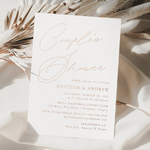 Modern Elegant Rose Gold Script Couple's Shower Folieneinladung