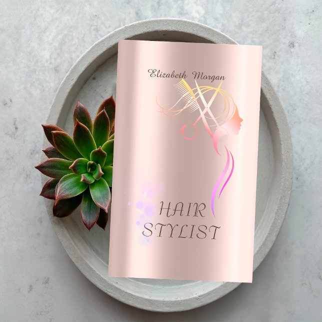 Modern Elegant Scissors Hair Rose Gold Visitenkarte (Von Creator hochgeladen)