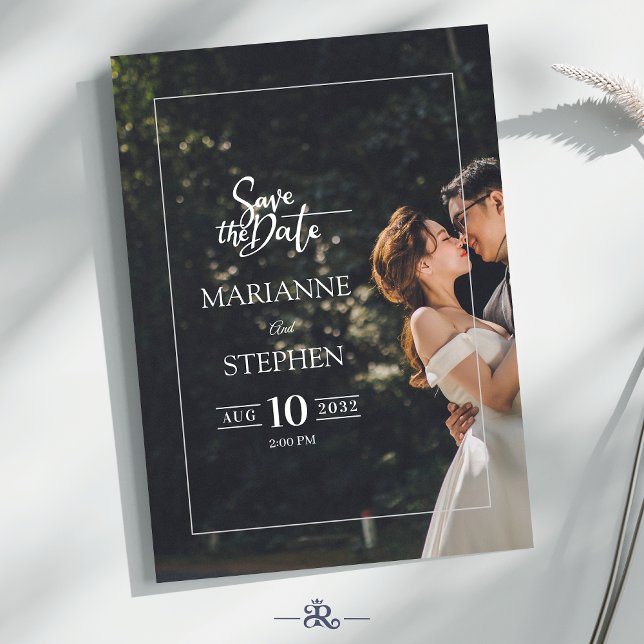 Modern Elegant Script Custom Photo Wedding  Einladung (Von Creator hochgeladen)