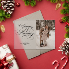 Modern Elegant Script Photo Collage Christmas Card Acryleinladungen