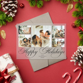 Modern Elegant Script Photo Collage Christmas Card Acryleinladungen
