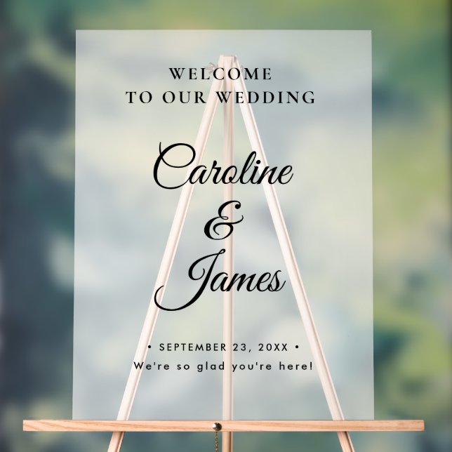 Modern Elegant Script Wedding Welcome  Acrylic Sig Acrylschild (Neutral)