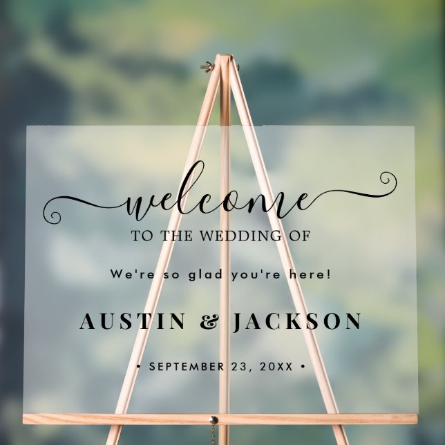 Modern Elegant Script Wedding Welcome  Acrylschild (Neutral)