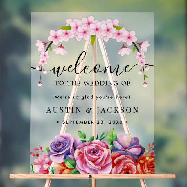 Modern Elegant Script Wedding Welcome  Acrylschild (Neutral)