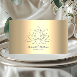 Modern Elegant Simple Lotus Gold Metallic Visitenkarte