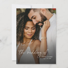 Modern Elegant Simple Vertical 2 Photos Wedding Einladung