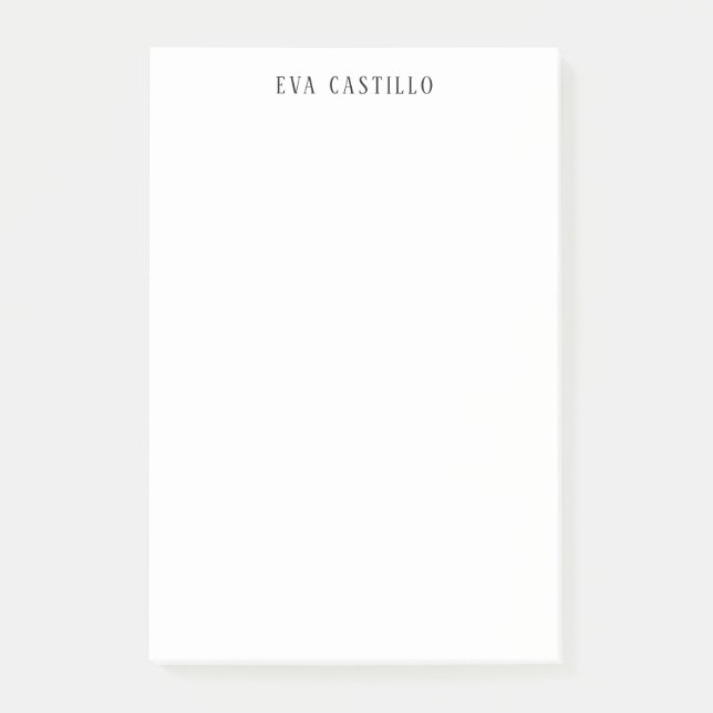Modern Elegant Simple White Professional Own Name Post-it Klebezettel (Vorderseite)