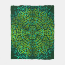 Modern & elegant Stilvoll Mandala Boho Dark Green Fleecedecke