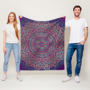 Modern & elegant Stilvoll Mandala Boho Dark Lila Fleecedecke