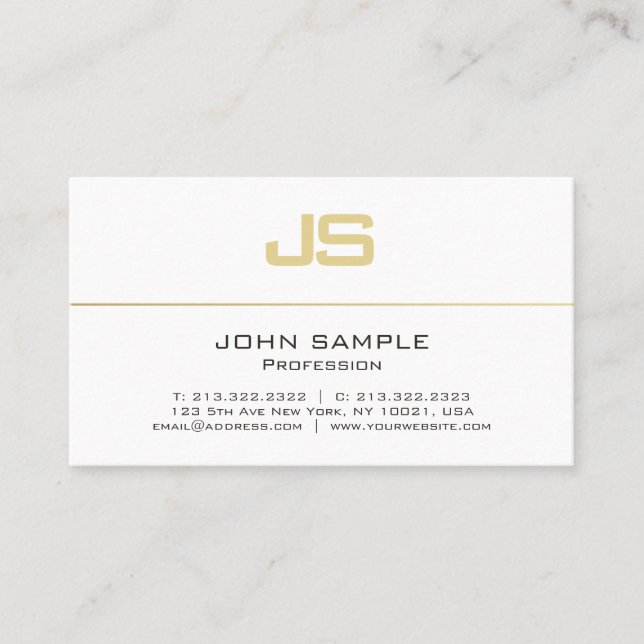 Modern Elegant Template Gold Initial Monogram Visitenkarte (Vorderseite)