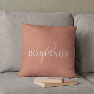 Modern Elegant Terracotta Monogram, Initialer Name Kissen
