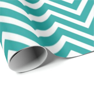 Modern, elegant, trendig, teal weiß Chevron Geschenkpapier