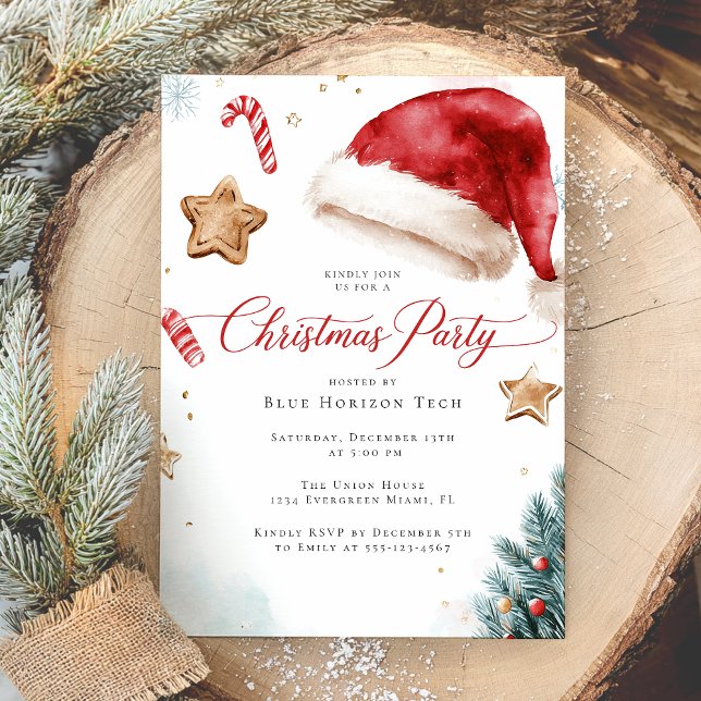 Modern Elegant Watercolor Christmas Party Einladung (Von Creator hochgeladen)