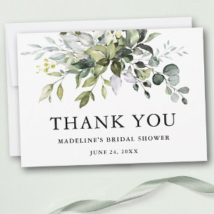 Modern Elegant Watercolor Greenery Bridal Shower Dankeskarte