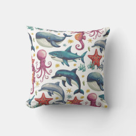 Modern elegant watercolor Sea animals 2 Kissen