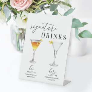 Modern Elegant Watercolor Signature Drinks Sockelschild